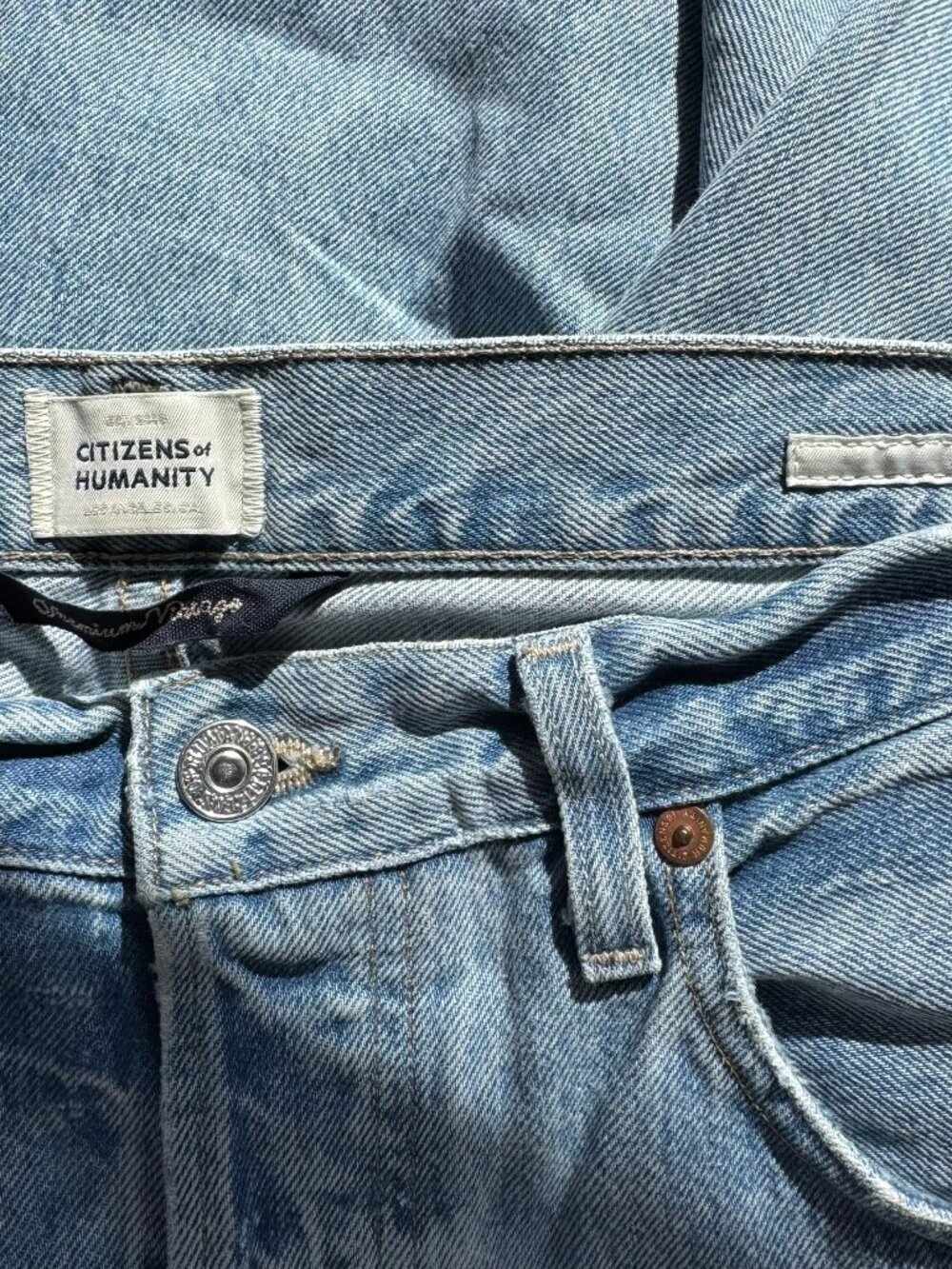 Citizens of Humanity Ayla Baggy Cuffed Crop Wide Leg Jeans Gemini Light Blue 28 - Picture 7 of 14